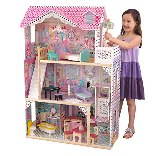 KidKraft 65934 Casa delle Bambole in Legno Annabelle per Bambole di 30 cm con 17 Accessori Inclusi e 3 Livelli di Gioco