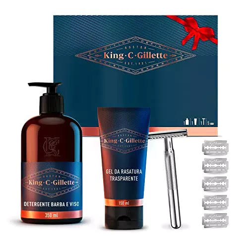 King C. Gillette Idea Regalo Uomo con Rasoio di Sicurezza