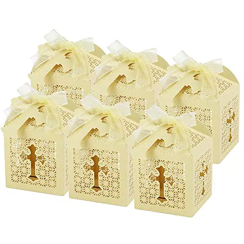 LEMESO 50 pz Scatole Regalo per Comunione Portaconfetti Confezione