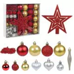 LEMESO Palline di Natale Decorazioni Albero di Natale 50 pz Rosso Oro Argento