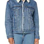 Levi's Ex-Bf Sherpa Trucker, Giacca In Jeans Donna, Blu