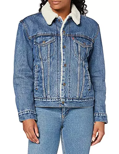 Levi's Ex-Bf Sherpa Trucker, Giacca In Jeans Donna, Blu