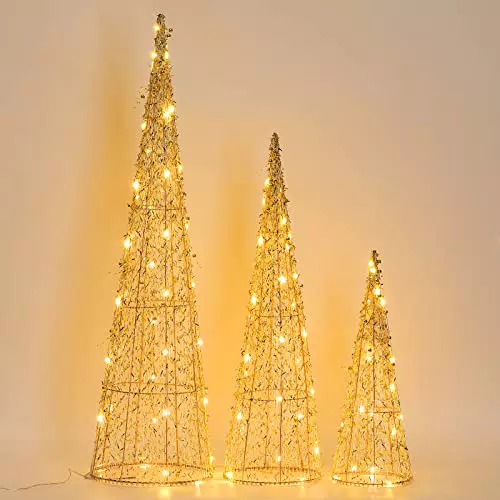 Lewondr Set di Lampade Decorative, 3 Pezzi Decorazione Luminosa a Cono
