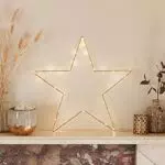 Lights4fun Decorazione di Natale Stella Luminosa di 34cm con 40 LED Bianchi Caldi a Pile per Arredo Interni