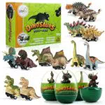 LIHAO Dinosauri Giocattolo per Bambini Uova Dinosauri di Pasqua Uova Giocattoli Pasqua Decorazioni Idee Regalo Pasqua T Rex Figure Auto Macchinina a Molla 12 pz Kit Compleanno Natale