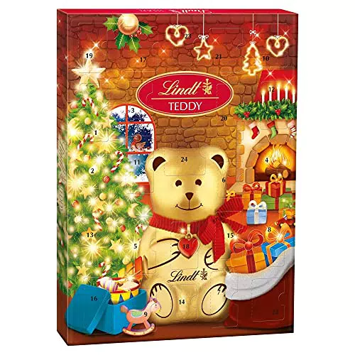 Lindt Teddy Calendario dell'Avvento, 172 g, con assortimento di cioccolato al latte Lindt