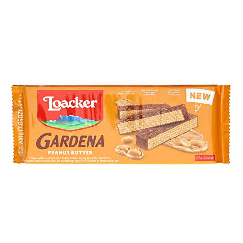 Loacker, Gardena Peanut Butter, Golose Cialde di Wafer Farcite con Burro d'Arachidi e Ricoperte di Cioccolato al Lattenack Dolci