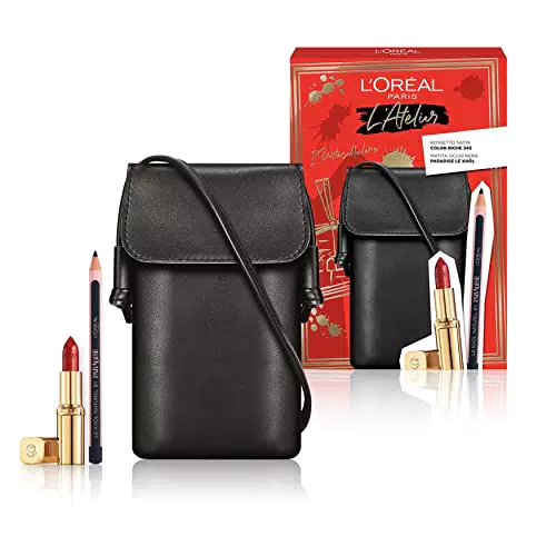 L'Orèal Paris, Borsino con Rossetto Satin Color Riche 345 Cherry Crystal e Matita Nera Le Khôl Naturel Paradise