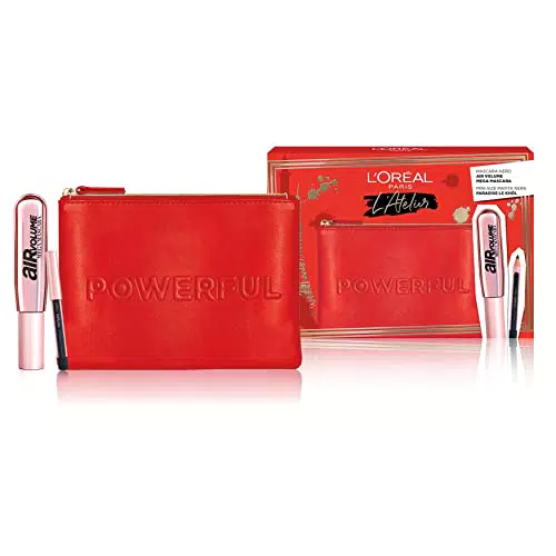L'Oréal Paris, Pochette con Mascara Nero Air Volume Mega Mascara e Mini-Matita Nera Le Khôl Naturel Paradise