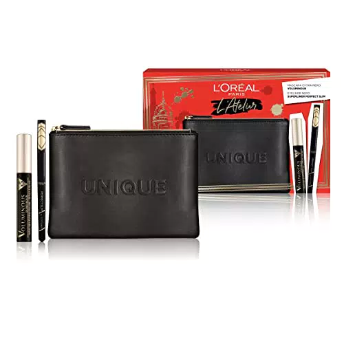 L'Oréal Paris, Pochette Premium con Mascara Extra-Nero Voluminous e Eyeliner Nero Superliner Perfect Slim