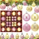 Palline per Albero di Natale, rosa e oro, 44 pezzi