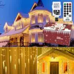 Luci di natale da esterno cascata 11 metri, KITASST 400 LED tenda luminosa esterno con telecomando 8 modalità