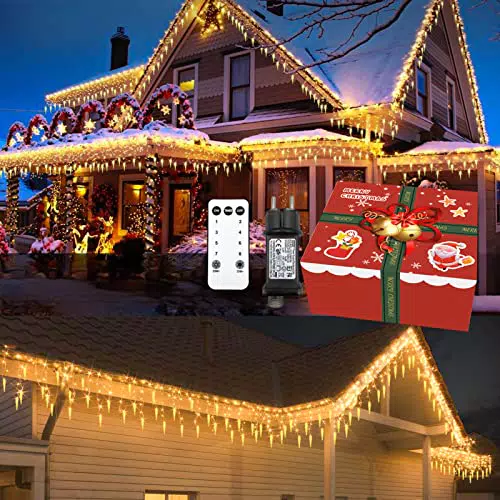 Luci di Natale da Esterno Cascata, OPPKEPT 11m 400 LED tenda luminosa esterno con telecomando 8 modalità