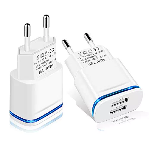 LUOATIP Caricatore USB da Muro, 2-Pack 2.1A 5V