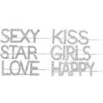 Lurrose 6pcs Rhinestone Words Hair Clips Short Barrettes Pin di Capelli Bobby Pin per le Signore e le Ragazze