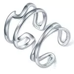 Lydreewam 2 Pezzi Set Anelli Dita Piedi Donna Argento Sterling 925 Infinito Onda Aperto Anello Piede Estate Spiaggia Regolabile Gioielli Piede