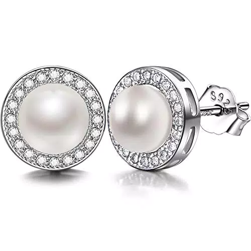 Lydreewam Donna Orecchini perla in Argento 925 con perla d'acqua dolce
