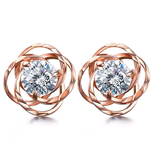 Lydreewam Orecchini oro rosa argento Sterling Silver CZ orecchini femminile
