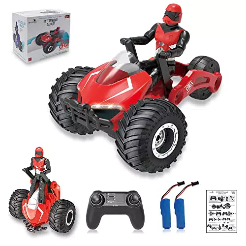 Macchina Telecomandata Robot per Bambini 3-12 anni, 2.4GHz Auto RC Drift Transformatore Macchina Radiocomandata 2 Batteria Ricaricabile 360°Rotazione Stunt Car con Musica e Luci Giocattolo