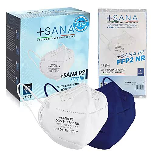 Mascherine Ffp2 Certificate CE 2761 Ente Certificatore Italiana ITEC 100% Made In Italy PROTEGGITI PER PROTEGGERE Ffp2 5 strati BFE ≥99% Bianco Blu
