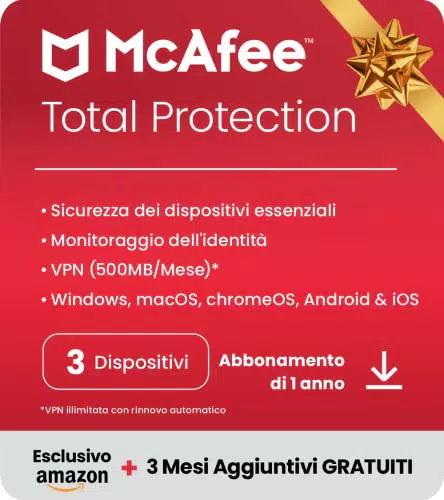 McAfee Total Protection 2023, |3 dispositivi| Software antivirus per la sicurezza in Internet