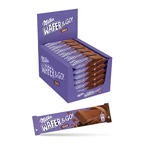 Milka Wafer&Go! Ricoperto di Cioccolato al Latte delle Alpi e Ripieno di Crema al Cacao - 35x31g