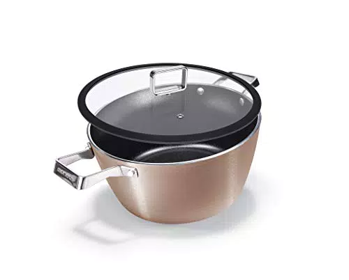 Moneta Casseruola 24 cm con Coperchio colore oro-rosa in acciao