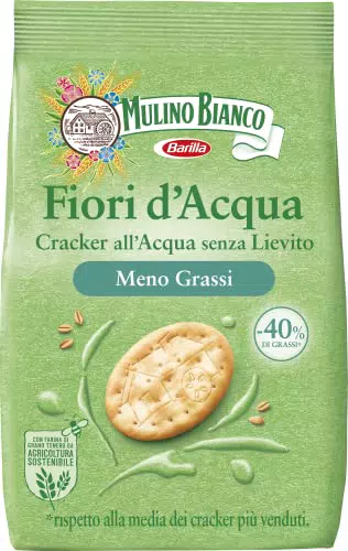 Mulino Bianco Cracker Fiori d'Acqua con Meno Grassinack Salato per la Merendaenza Olio di Palmaenza Lievito