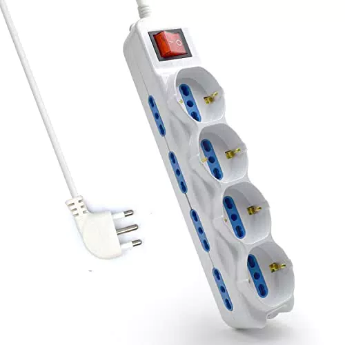 Multipresa a 12 Posti, Ciabatta Elettrica con 12 Prese - Spina Italiana 16A - Potenza 250V/2500W - Cavo da 1