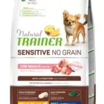 Natural Trainer Sensitive No Grain Cibo per Cani Small&Toy con Maiale e Patate- 2kg