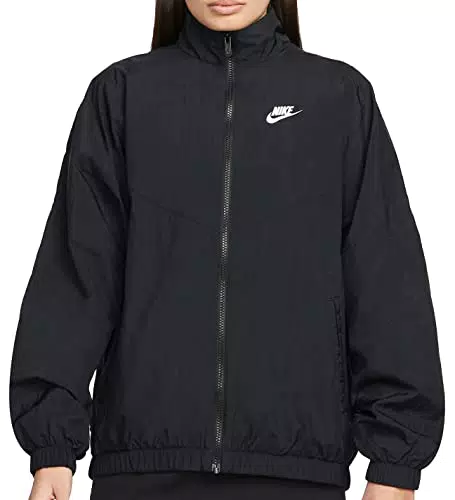 Nike W NSW ESSNTL WR Wvn Jkt, Giacca Donna, Black/Black/White