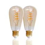 Paco Home Lampadina a LED ST64 attacco E27, disegno vintage con vetro ambrato