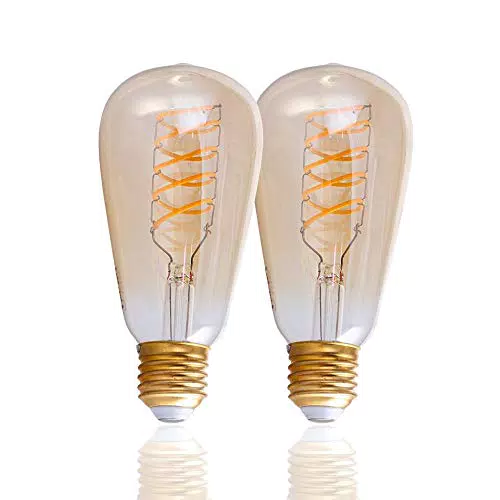 Paco Home Lampadina a LED ST64 attacco E27, disegno vintage con vetro ambrato