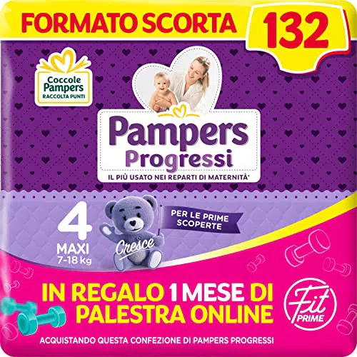 Pampers Progressi & Fit Prime Maxi, Formato Scorta, 132 Pannolini