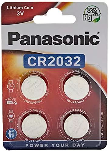 Panasonic Cr2032 Batteria Al Litio A Bottone 3 V, Confezione da 4