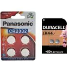 Panasonic Cr2032 Batteria Al Litio A Bottone 3 V, Confezione da 4 & Duracell - LR44, Batteria Bottone Alcalino 1.5V