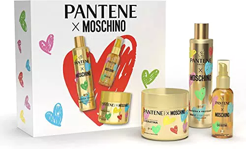 Pantene Moschino Shampoo, Kit Regalo Chiara Ferragni Protezione Cheratina per Capelli Secchi e Danneggiati: Shampoo 250ml