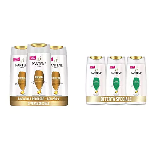Pantene Shampoo Cheratina + Shampoo Lisci Effetto Seta, 6 pezzi