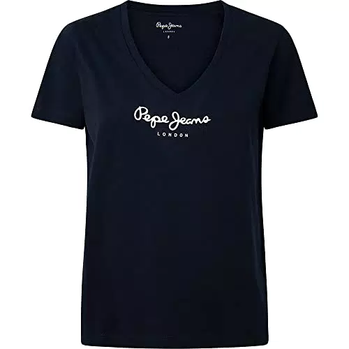 Pepe Jeans Camila V Neck T-Shirt, Donna, Blu