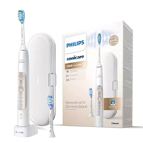Spazzolino Elettrico PHILIPS SONICARE HX9601/03 ExpertClean 7300, Bianco E Oro