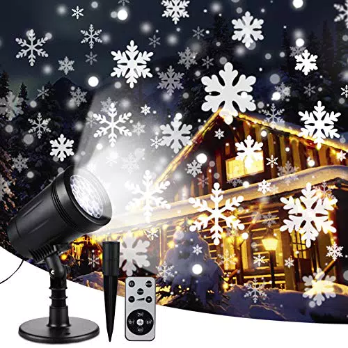 Proiettore a LED Natale, Proiezione a LED Fiocchi di Neve Bianca