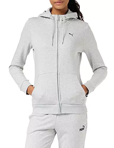 PUMHB|#Puma Ess Small Logo Full-Zip Hoodie, Felpa Donnaight Gray Heather
