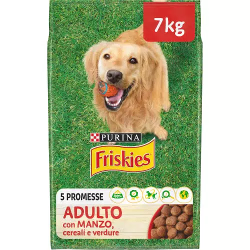 Purina Friskies Crocchette Cani Adulti con Manzo, Cereali e Verdure