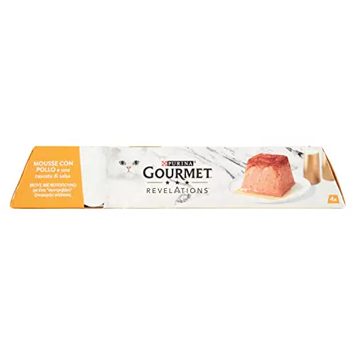 Purina Gourmet Revelations Mousse per Gatto con Pollo e Cascata di Salsa - Multipack 4 x 57 gr