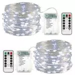 Qedertek 2 Pezzi Luci Led a Batteria 10M 100 LED Luci Led Decorative con Telecomando