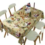 Qualsen Tovaglia di Natale Plastificata Rettangolare Natalizia Copritavolo Tovaglia Natalizio Plastica Antimacchia Tovaglie Impermeabile per Decorazione Natalizia