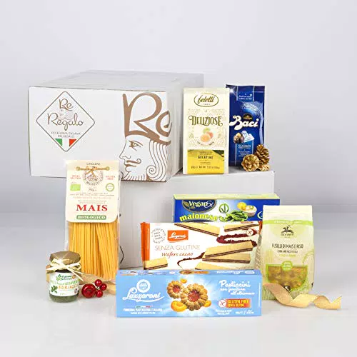 RE REGALO CESTO SENZA GLUTINE Gelatine frutta, Pasticcini albicocca e Wafer Nocciola senza glutine