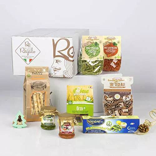 RE REGALO CESTO 'VEGANO' Biscotti d'orzo, Pasta di Lenticchie