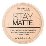 Rimmel London Cipria Compatta Stay Matte - Polvere Opacizzante a Lunga Tenuta per Pelli Grasse e Miste - Warm Beige - 14 g