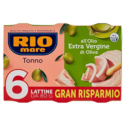 Rio Mare - Tonno all'Olio Extravergine di Oliva, 6 Lattine da 80 g